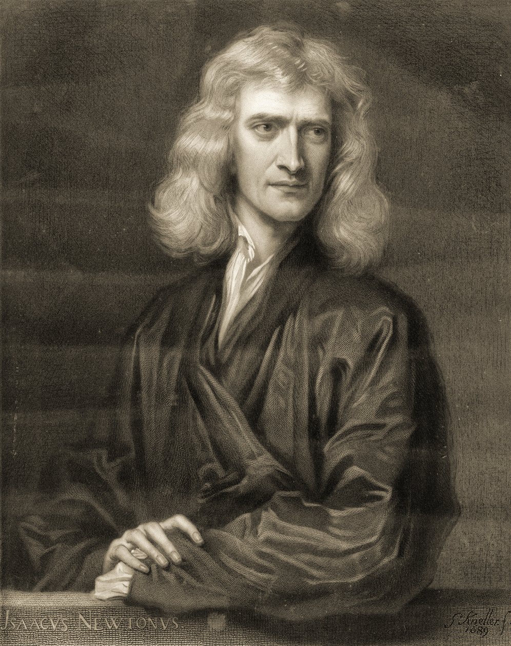 Sir Isaac Newtonin muotokuva tekijältä Godfrey (after) Kneller