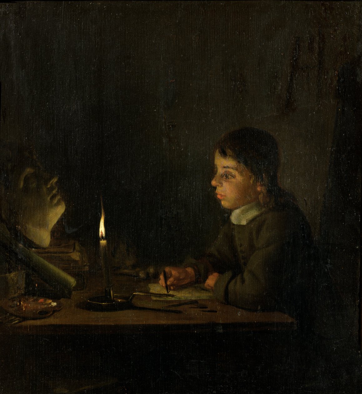 Poikapiirros kynttilänvalossa tekijältä Godfried Schalcken
