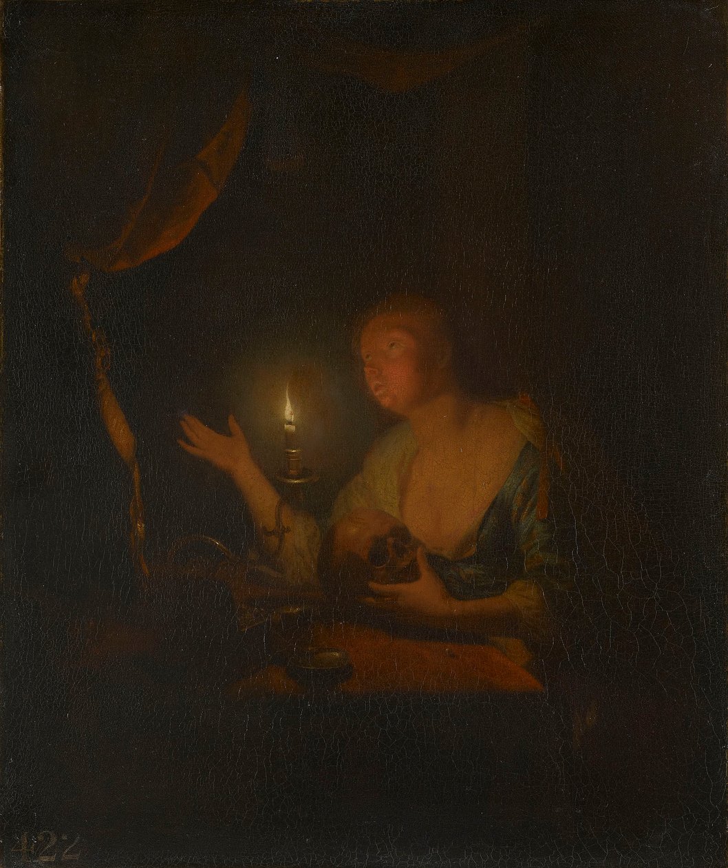Katuva Magdaleena kynttilänvalossa tekijältä Godfried Schalcken
