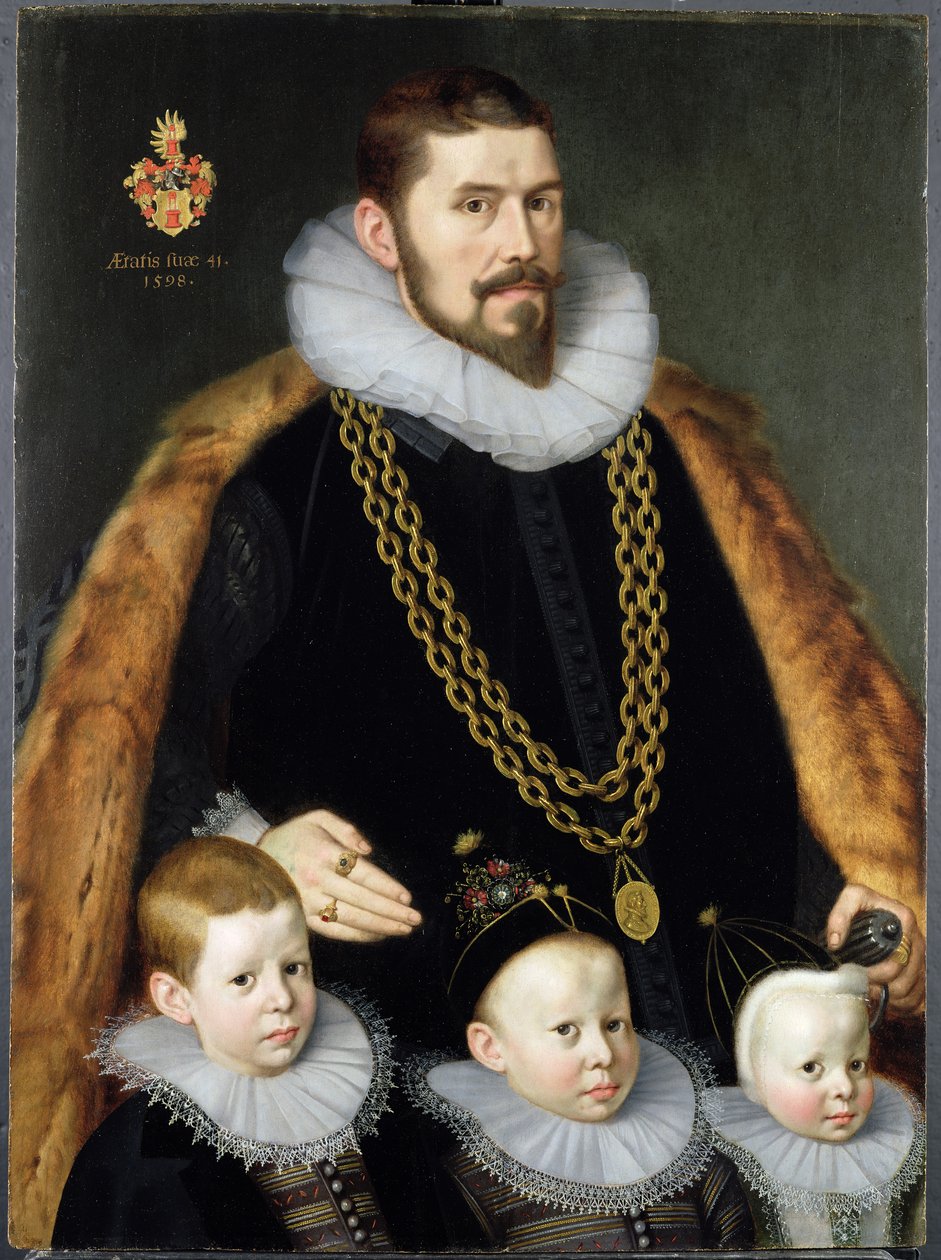 Perhemuotokuvapari, 1598 (pari ks. 228145). tekijältä Gortzius Geldorp