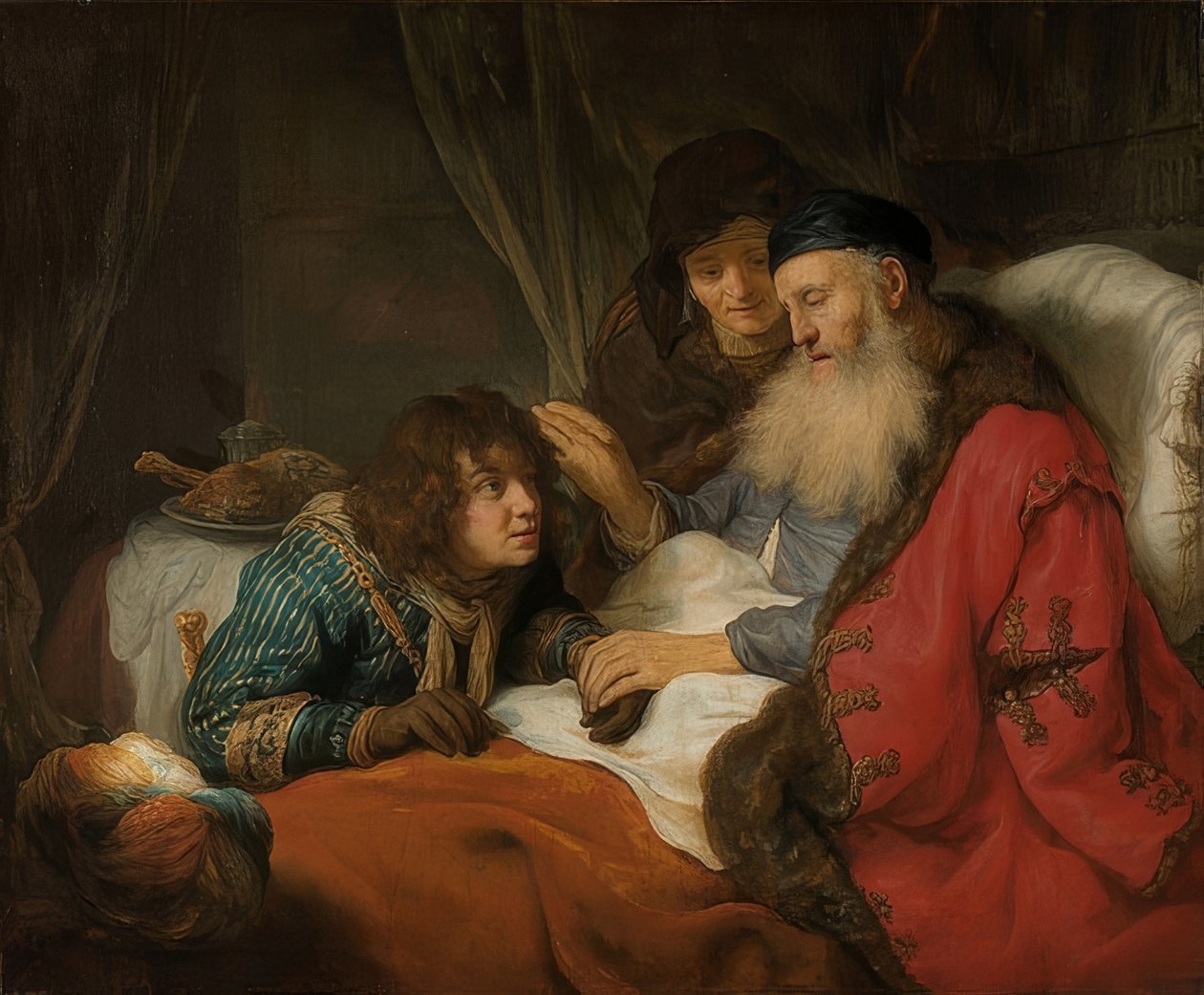 Iisak siunaa Jaakobia. Noin 1638 tekijältä Govaert Flinck