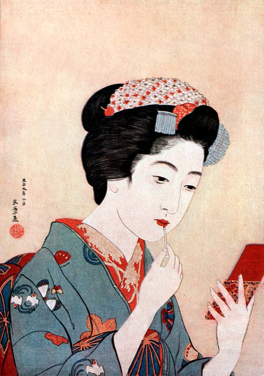 Nainen Beni-siveltimellä, 1900-1921. tekijältä Goyo Hashiguchi