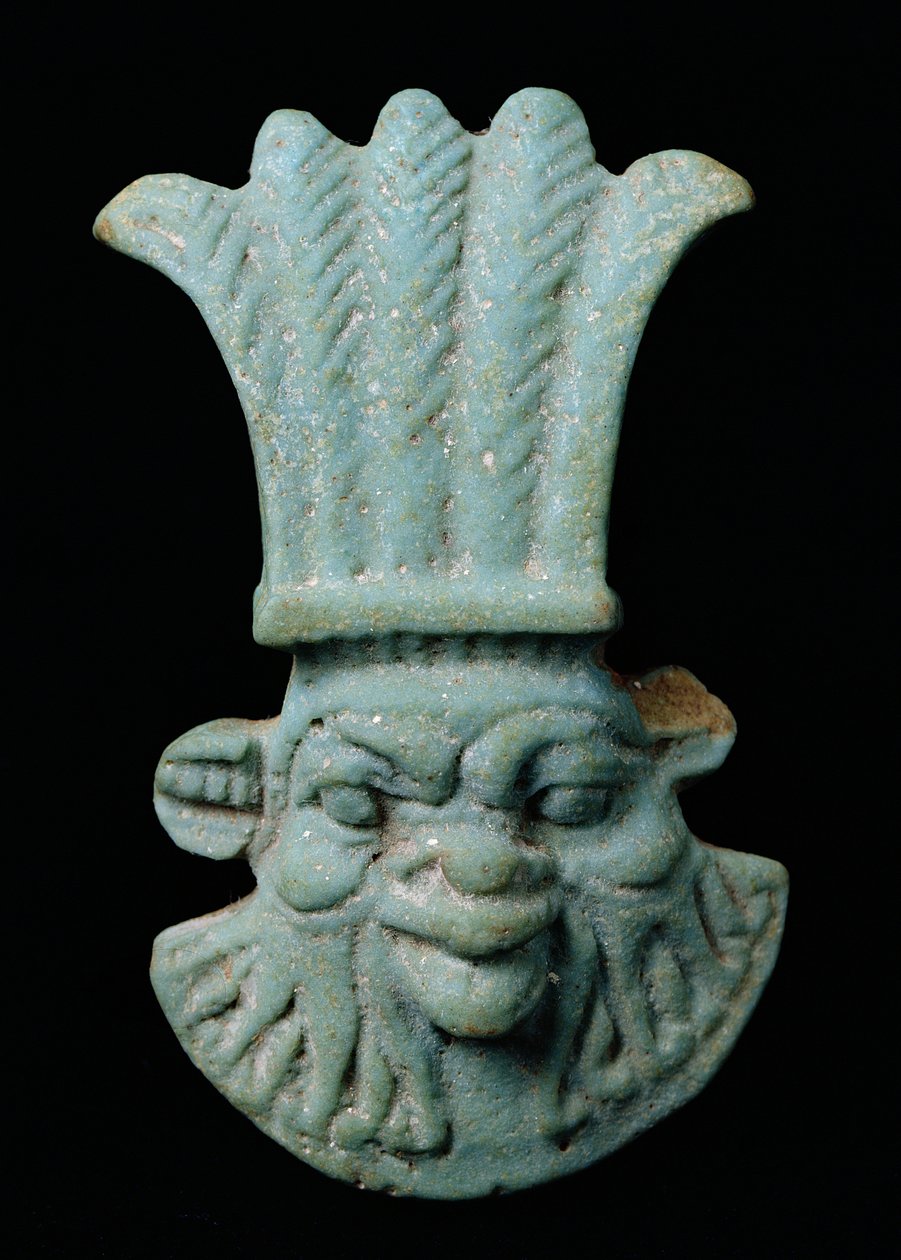 Bes, egyptiläinen kotijumala, joka liittyy myös musiikkiin ja tanssiin. tekijältä Greco Roman