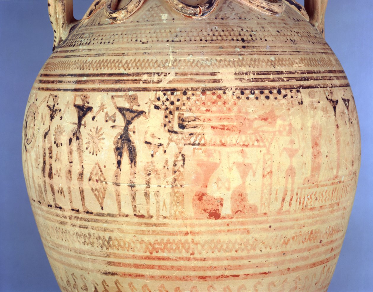 Ullakon myöhäisgeometrinen IIb amfora, yksityiskohta, n. 720-700 eKr. (keraaminen) tekijältä Greek