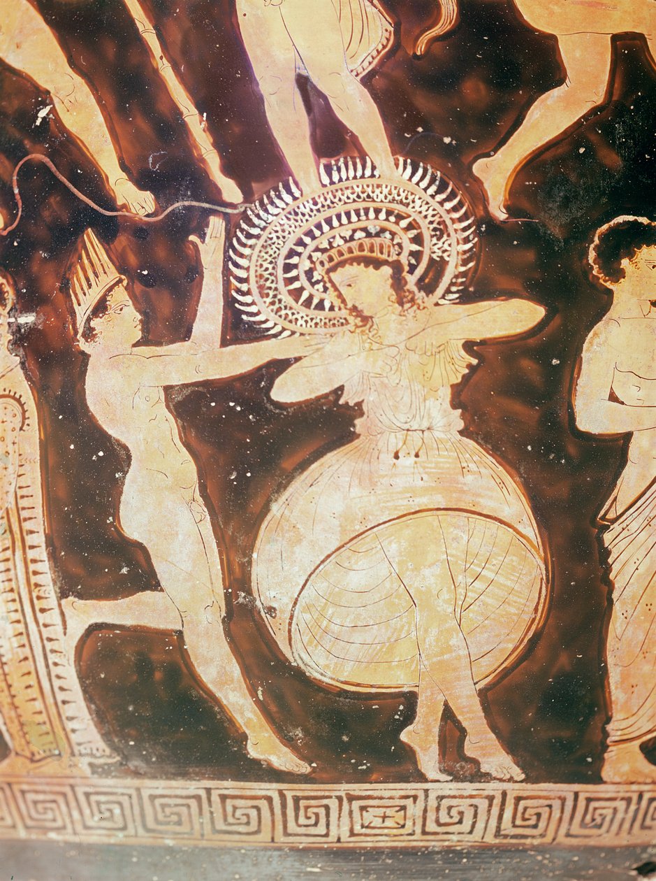 Tanssijat Karneian aikana, yksityiskohta (keraaminen) tekijältä Greek