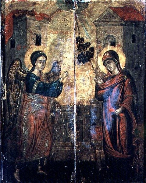Annunciation (öljy kahdelle paneelille) tekijältä Greek School