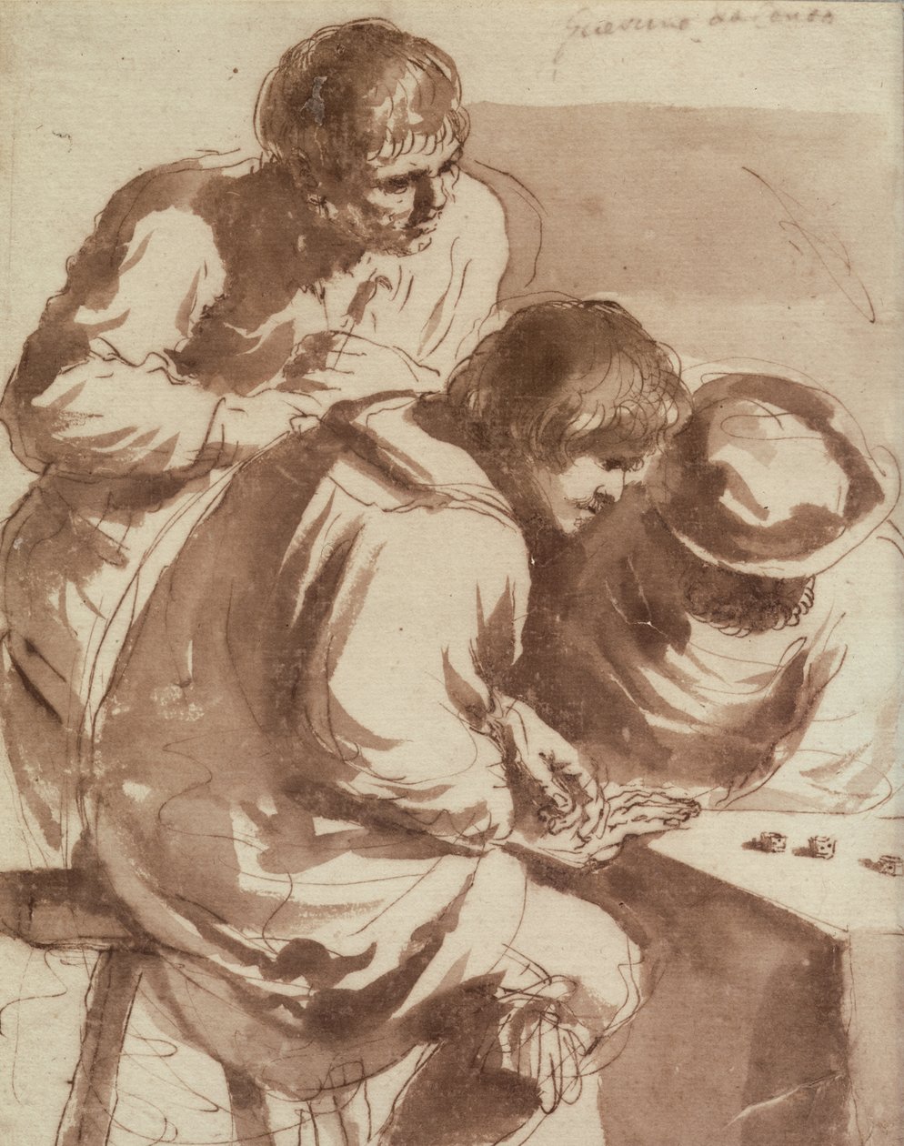 Noppapelit (kynä ja muste ja pese paperille) tekijältä Giovanni Francesco Barbieri