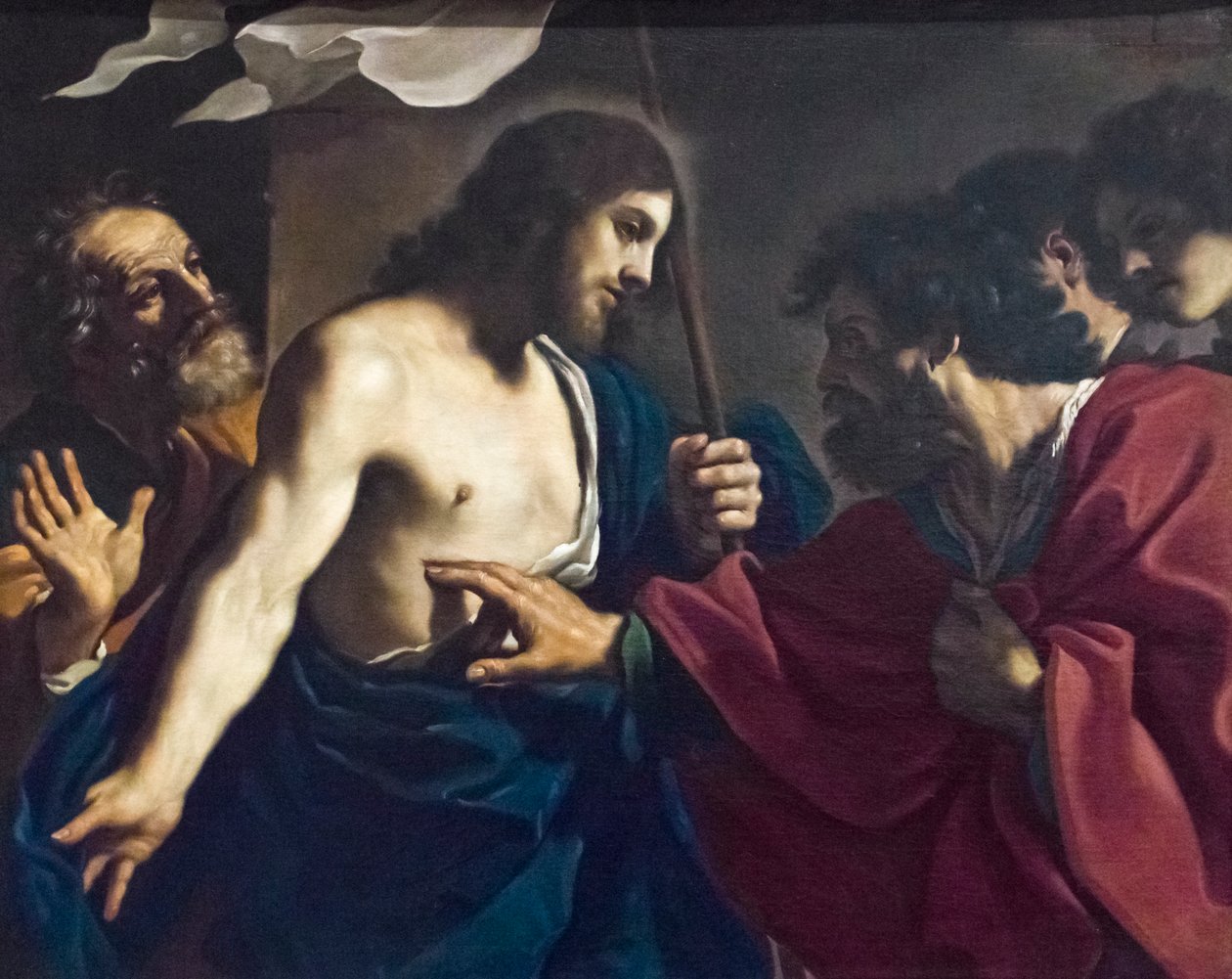 Pyhän Tuomaan epäuskoisuus tekijältä Guercino (1591 1666)