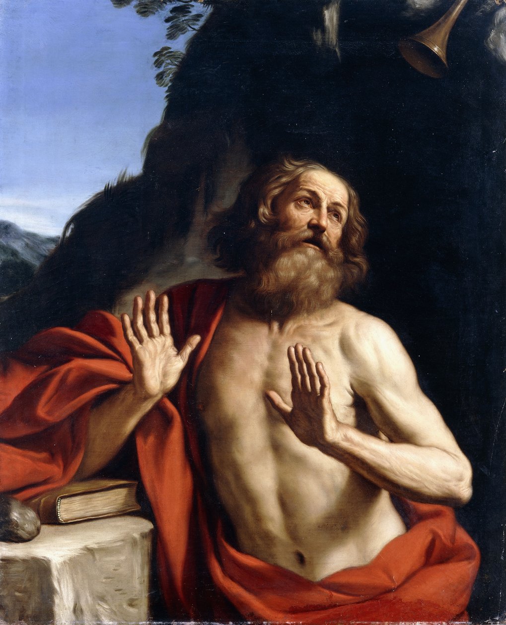Pyhä Hieronymus erämaassa, tekijältä Guercino