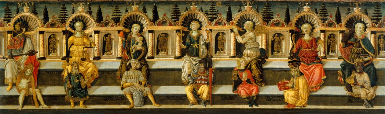 Seitsemän hyvettä, n. 1467-1469 tekijältä Guidi Antonfrancesco