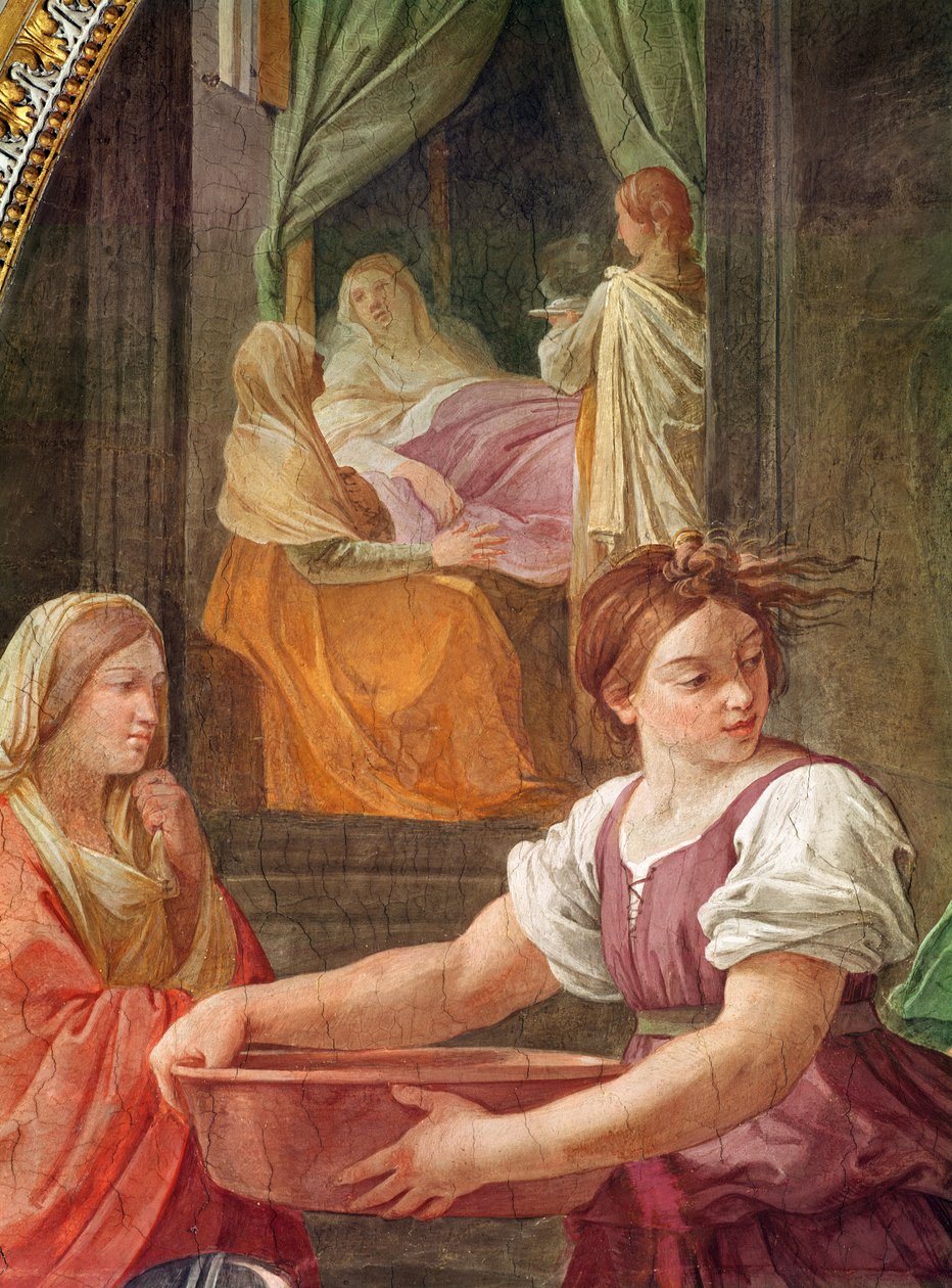Siunatun Neitsyt Marian syntymä (yksityiskohta naisryhmästä Pyhän Annan ympärillä), 1611 tekijältä Guido Reni