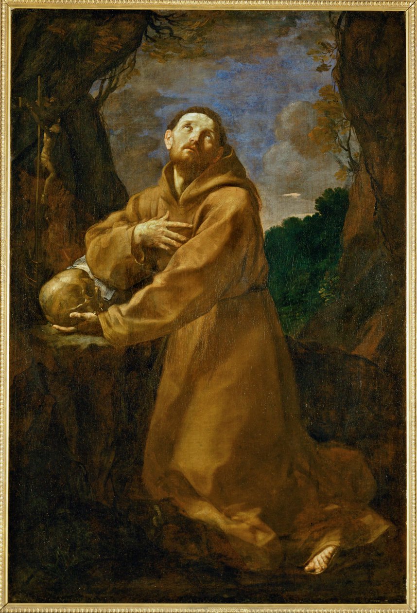 Pyhä Franciscus Assisi meditaatiossa ... tekijältä Guido (follower of) Reni