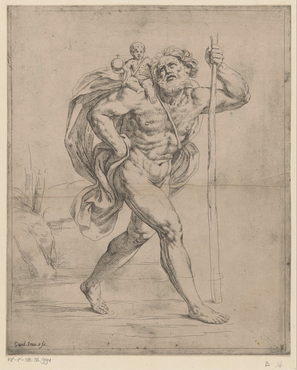 Pyhä Christopher tekijältä Guido Reni
