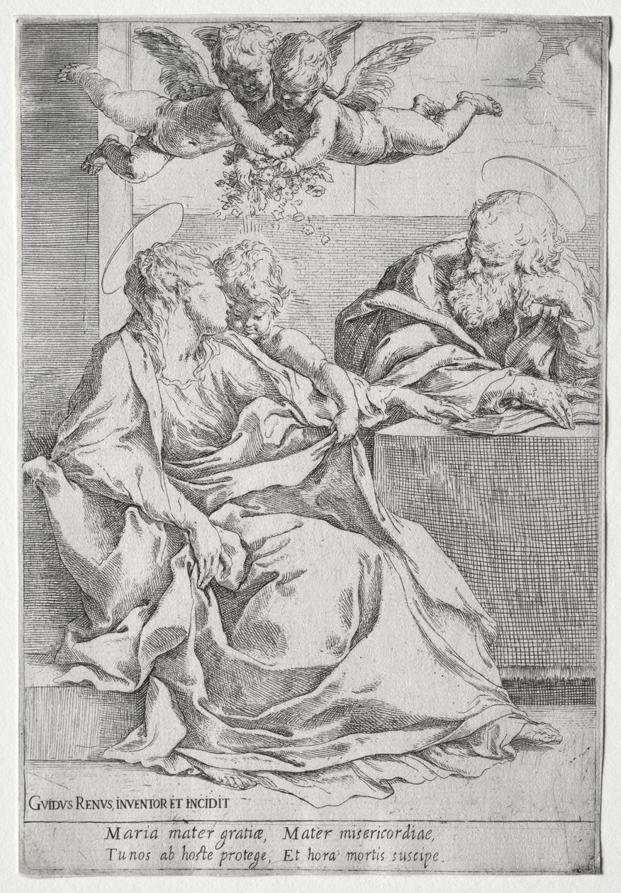 Pyhä perhe kahdella enkelillä. tekijältä Guido Reni