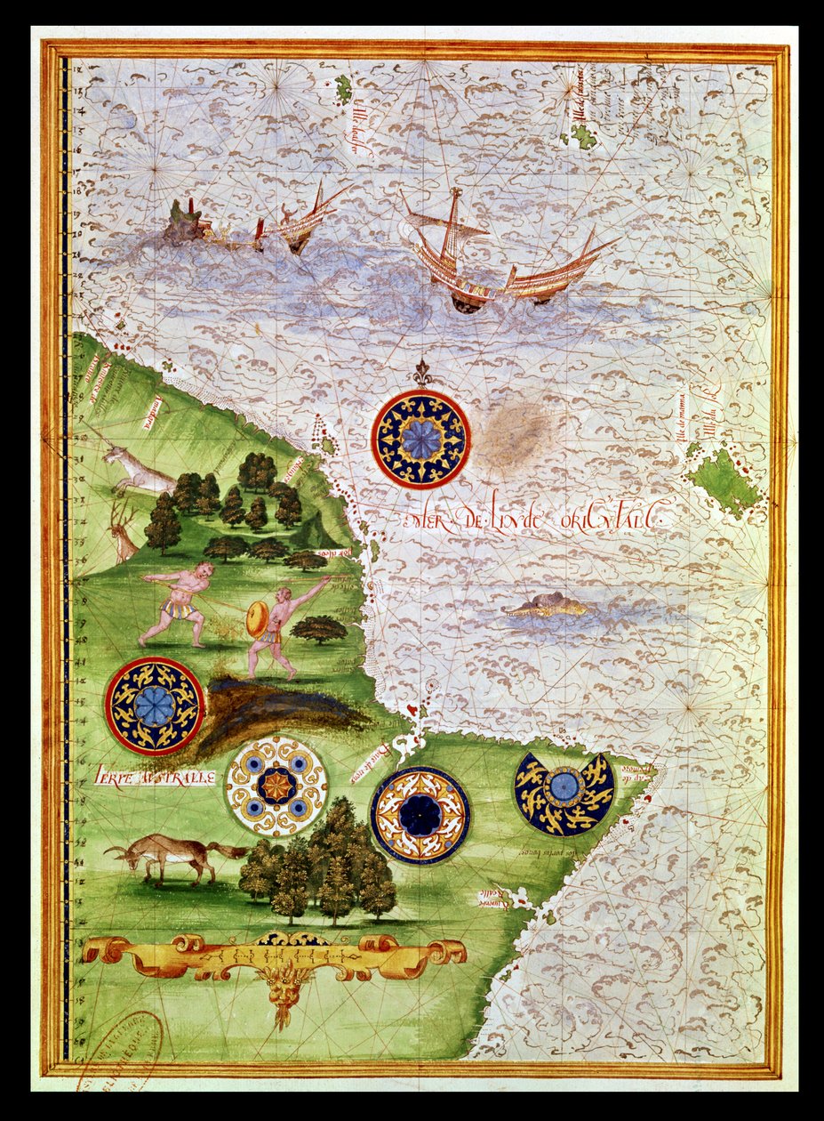 Fol.41v Australian kartta, Cosmographie Universelle, 1555 tekijältä Guillaume Le Testu