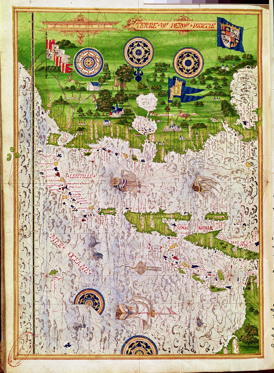 Fol.47v Perun kartta, Cosmographie Universelle, 1555 tekijältä Guillaume Le Testu