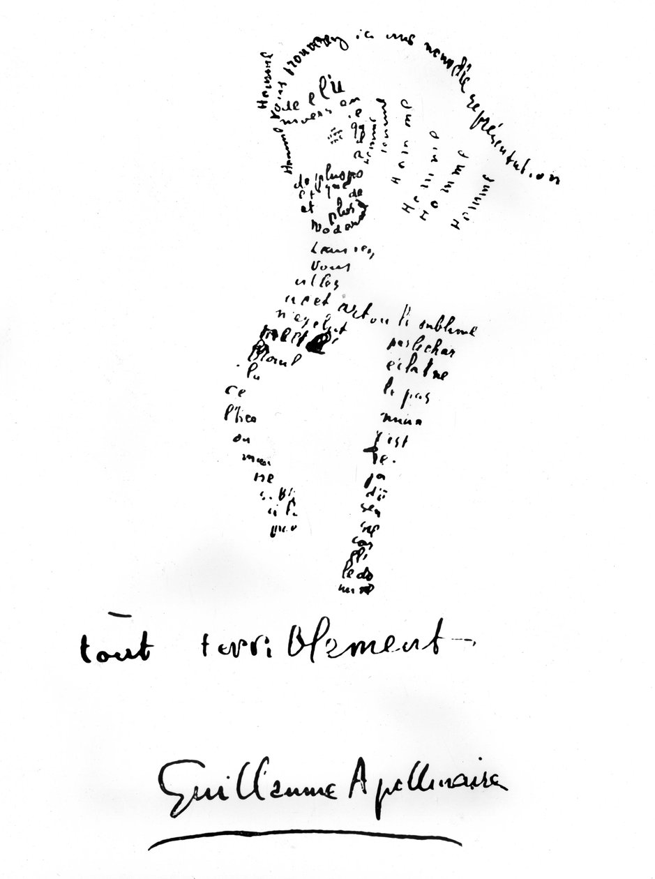 Hevoskalligrammi 1917 (painettu) tekijältä Guillaume Apollinaire