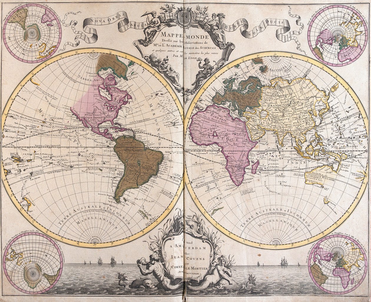 Planisphere World (etsaus tekijältä Guillaume Delisle