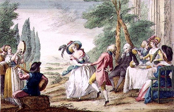Florentine Games, the Dance (värillinen kaiverrus) tekijältä Guiseppe Piattoli