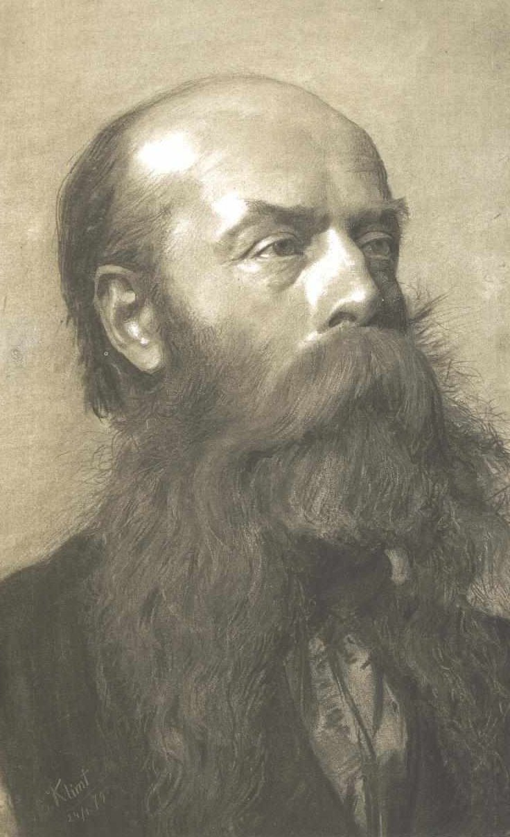 Brustbild eines bärtigen Mannes im Dreiviertelprofil tekijältä Gustav Klimt