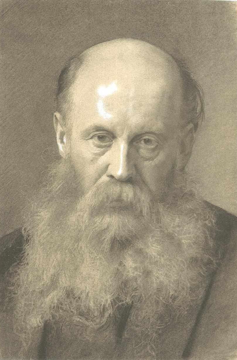 Brustbild eines bärtigen Mannes von vorne tekijältä Gustav Klimt