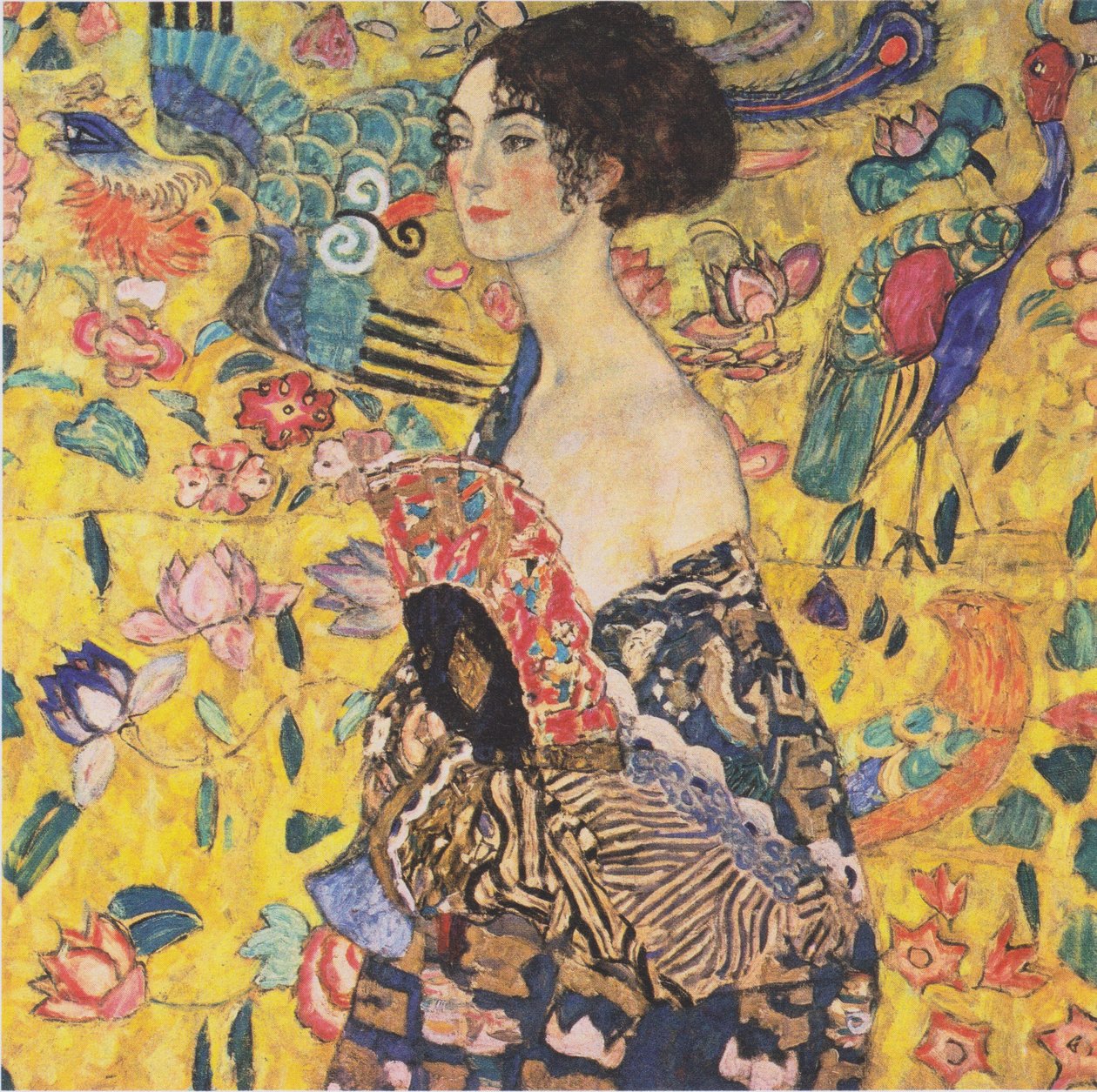 Nainen tuulettimen kanssa tekijältä Gustav Klimt