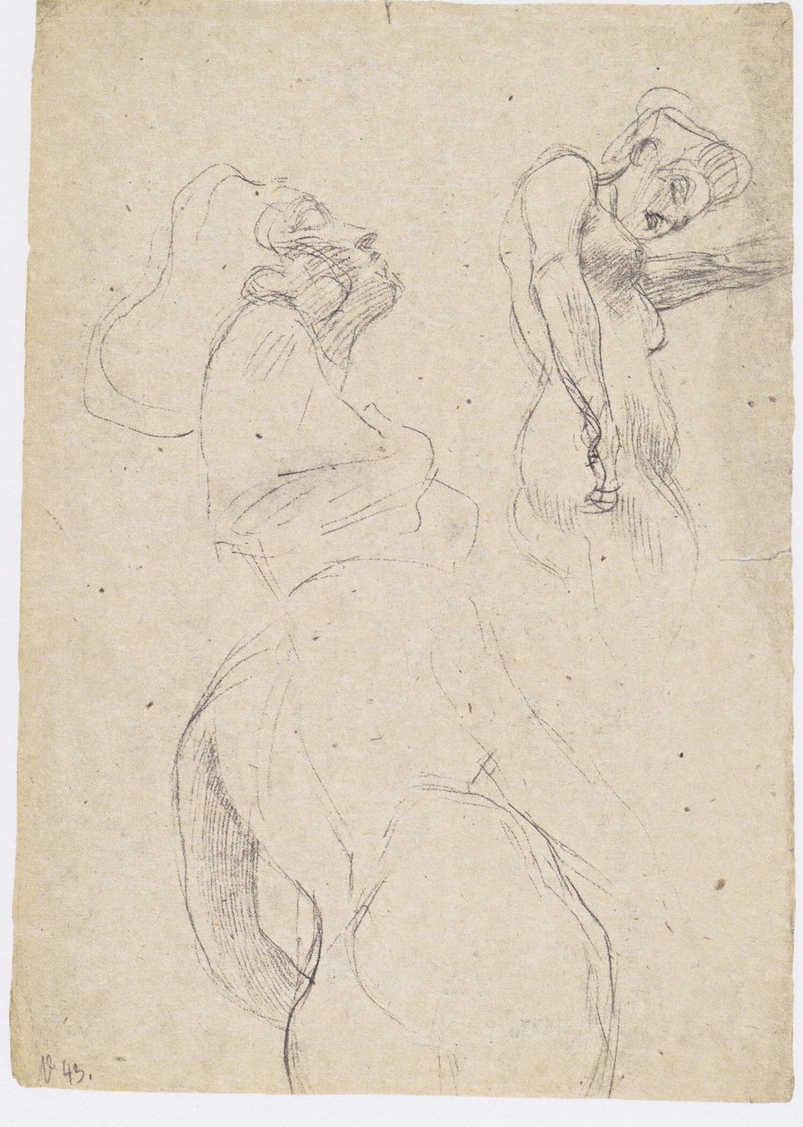 Drei Studien einer stehenden Frau nach rechts tekijältä Gustav Klimt