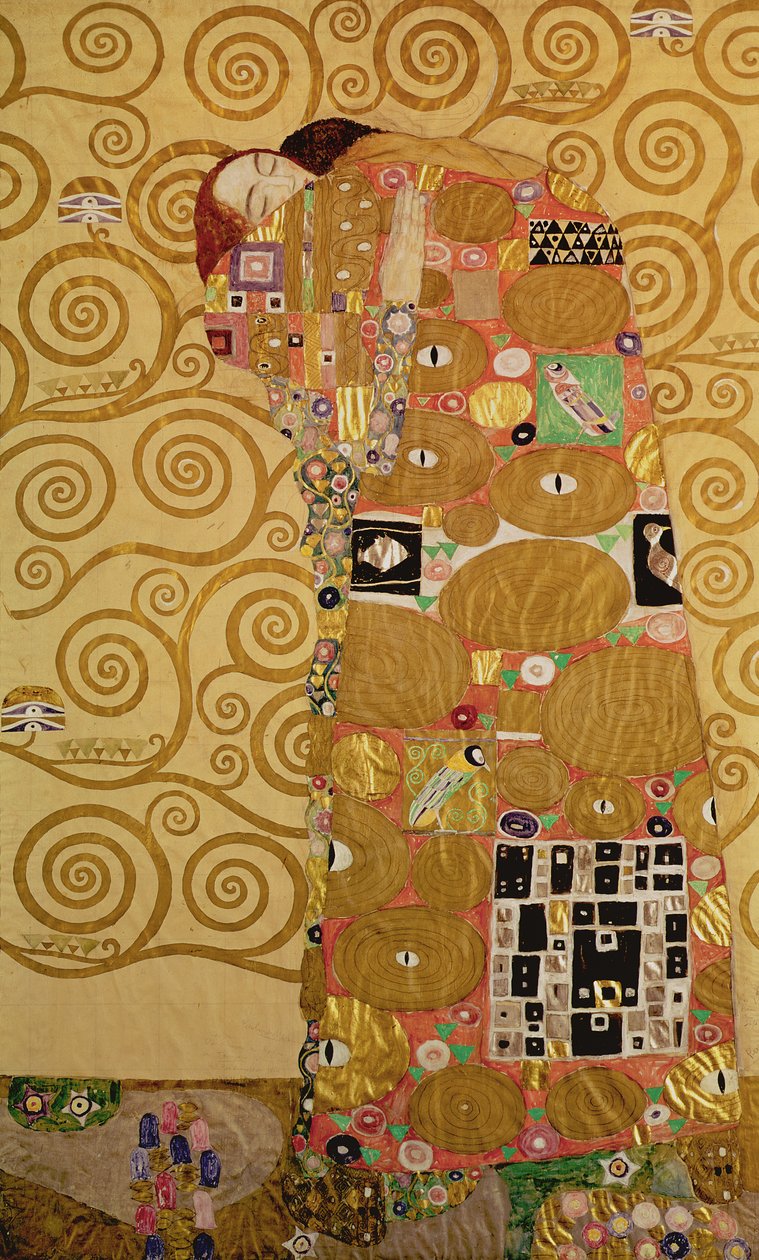 Fulfilment (Stoclet Frieze) n. 1905-09 (tempera, wc) (katso lisätietoja numerosta 259350) tekijältä Gustav Klimt