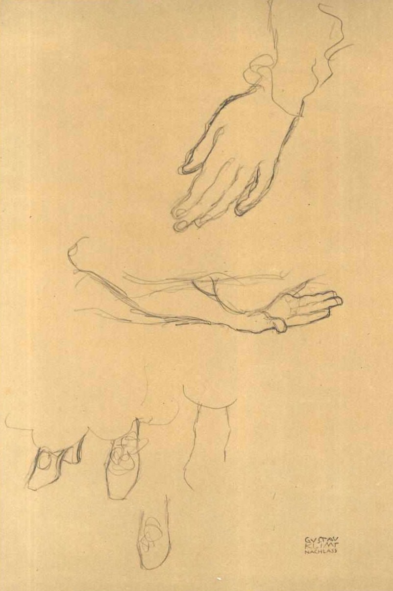Händestudien Schuhstudie tekijältä Gustav Klimt