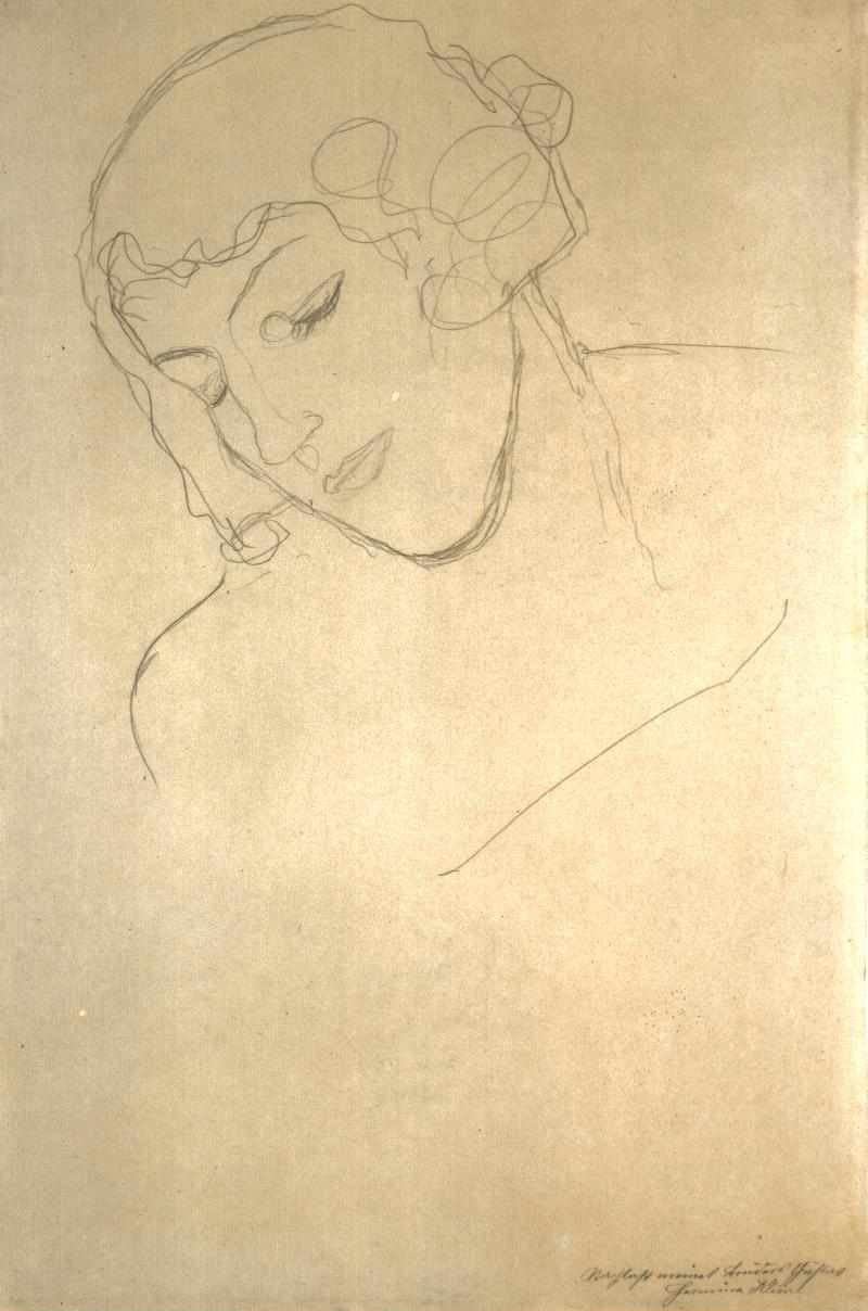 Kopf und Brust einer Frau tekijältä Gustav Klimt