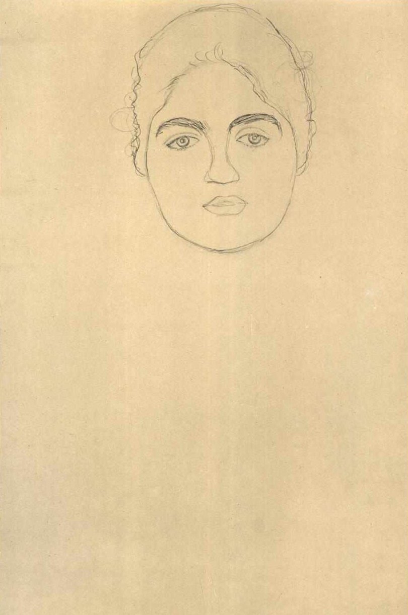 Kopfstudie von vorne 001 tekijältä Gustav Klimt