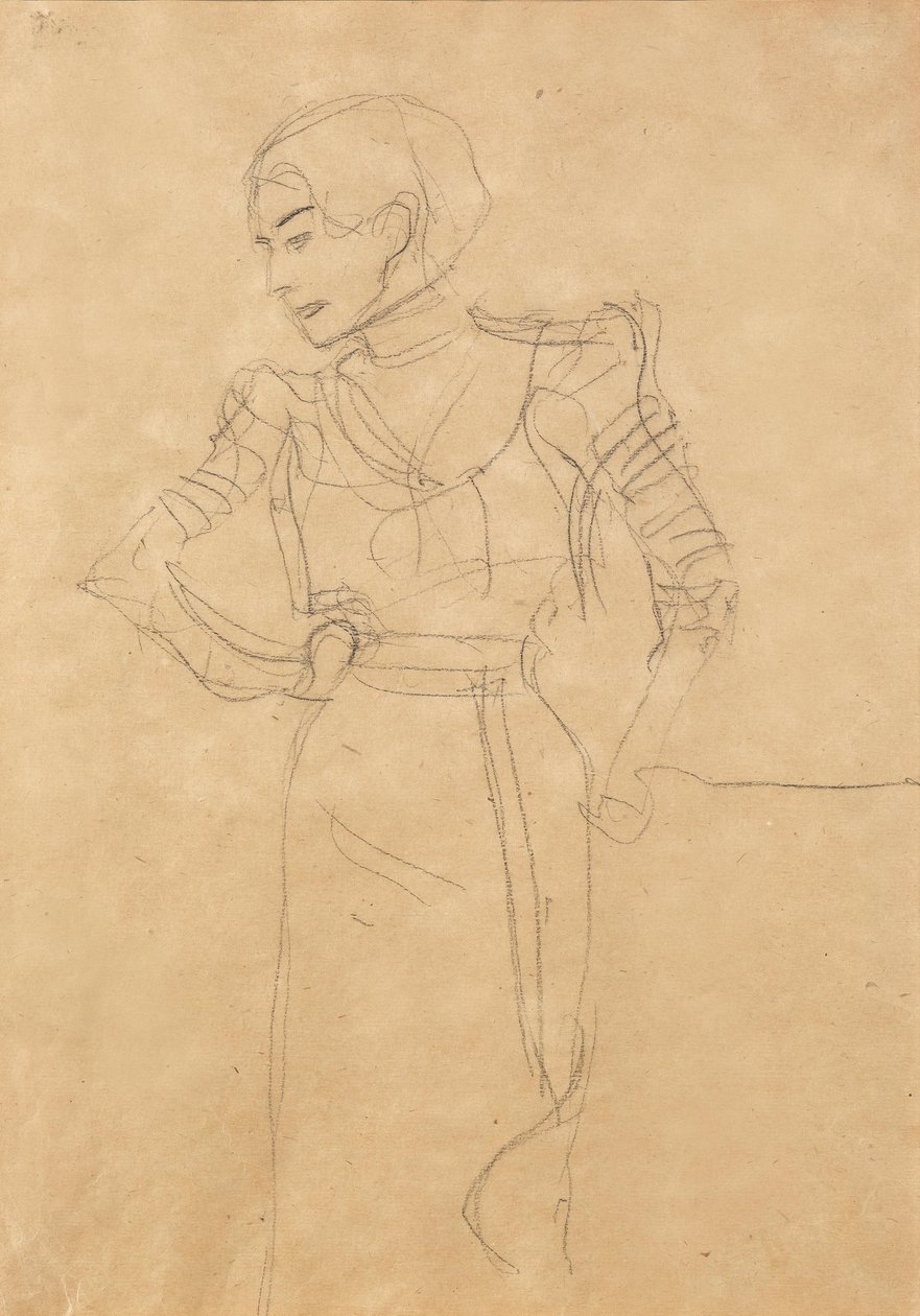 Neben einem Lehnstuhl Stehende tekijältä Gustav Klimt