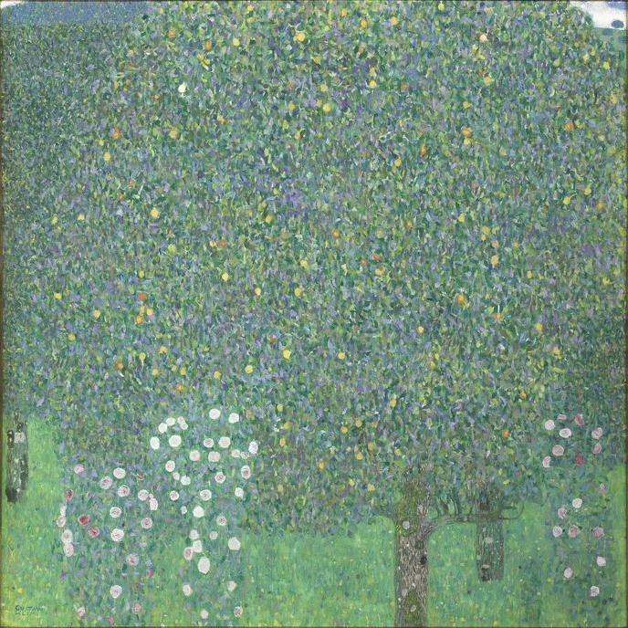 Ruusupensaat puiden alla tekijältä Gustav Klimt