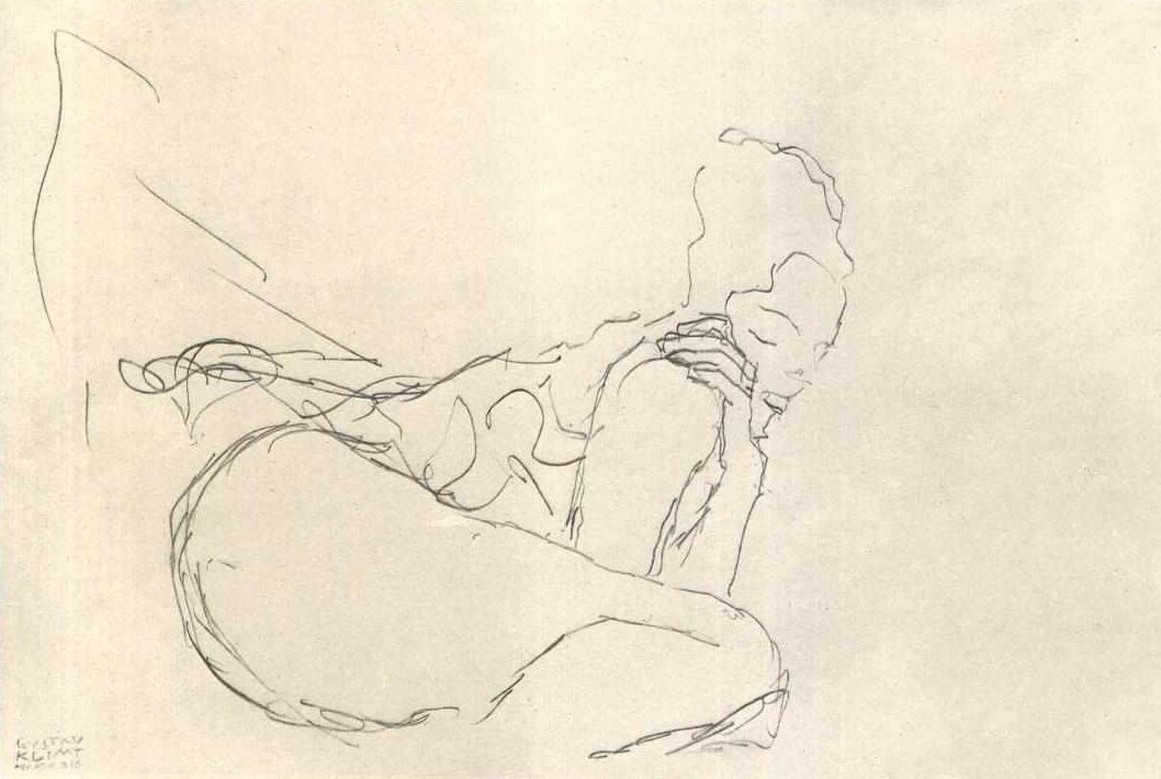 Sitzender Halbtakt nach rechts tekijältä Gustav Klimt