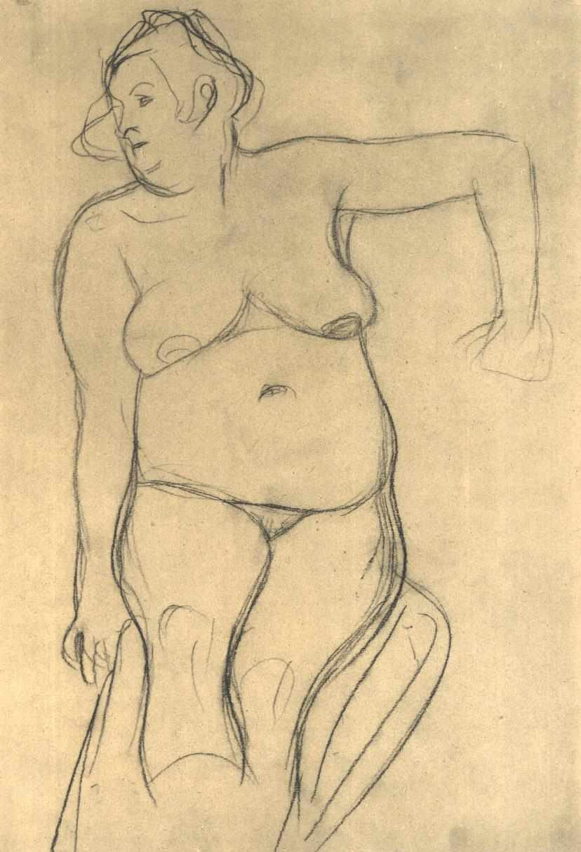 Sitzender weiblicher Akt von vorne tekijältä Gustav Klimt