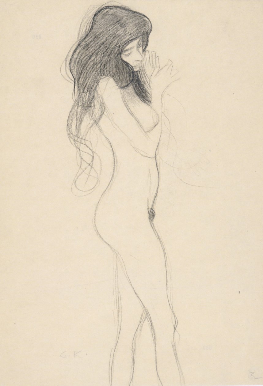 Pysyvä nainen alaston oikealla tekijältä Gustav Klimt