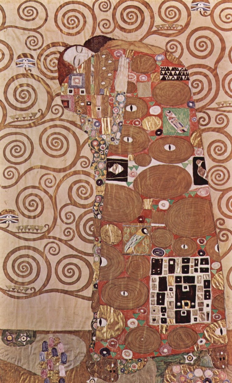 Die Umarmung - Entwurf für den Wandfries im Palais Stoclet in Brüssel, Yksityiskohta tekijältä Gustav Klimt