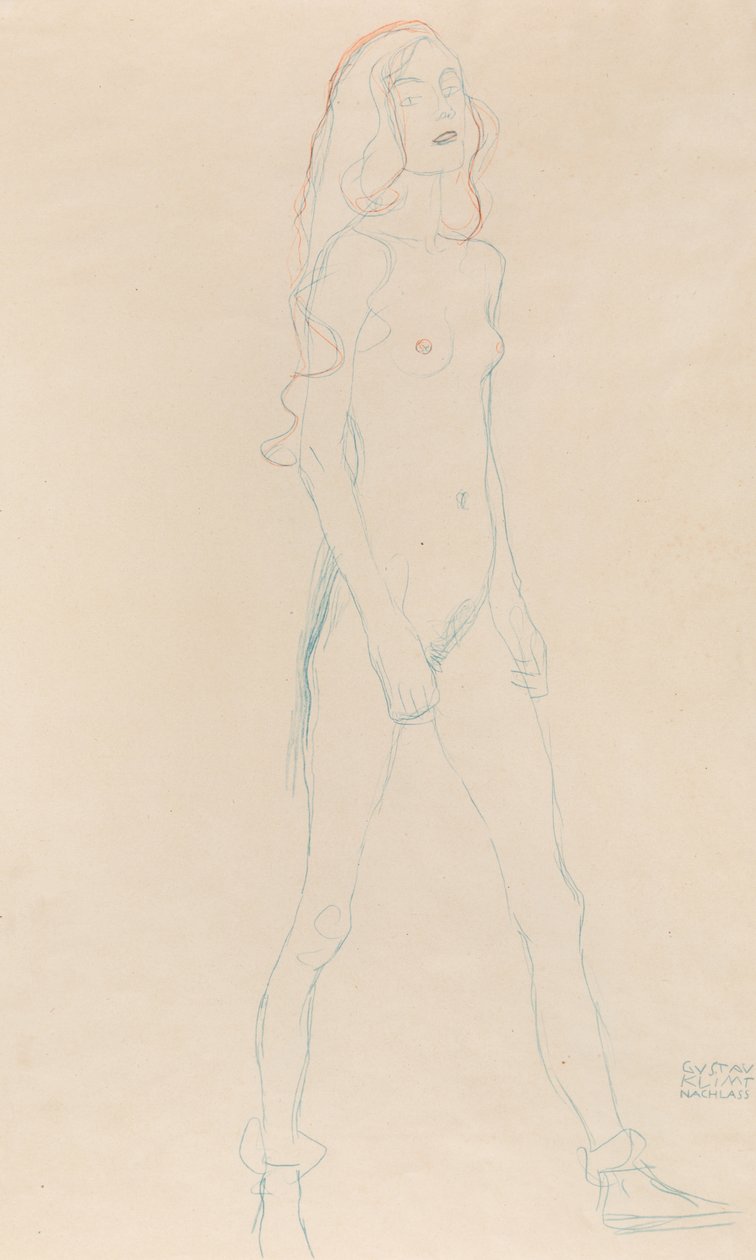 Alaston nuori tyttö, c. 1917. tekijältä Gustav Klimt