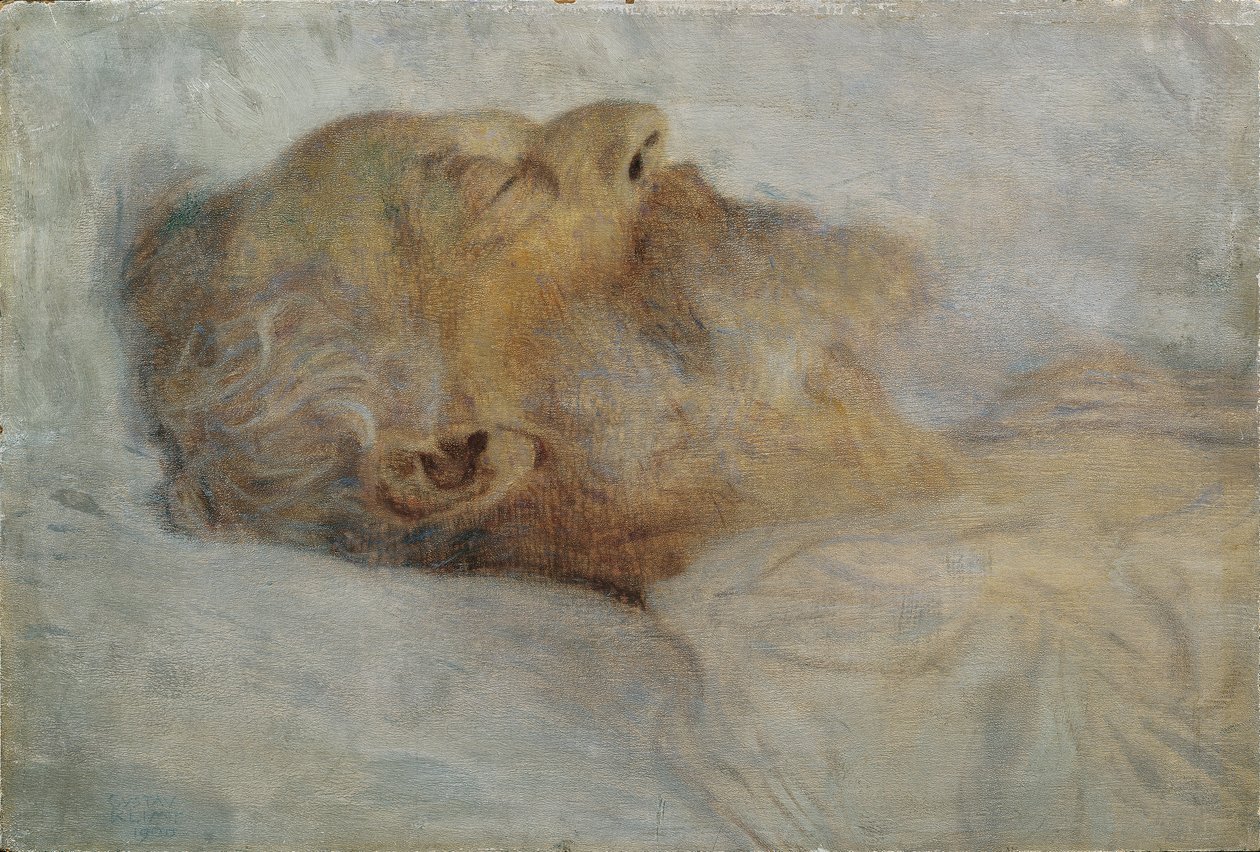 Vanha mies kuolinvuoteellaan tekijältä Gustav Klimt