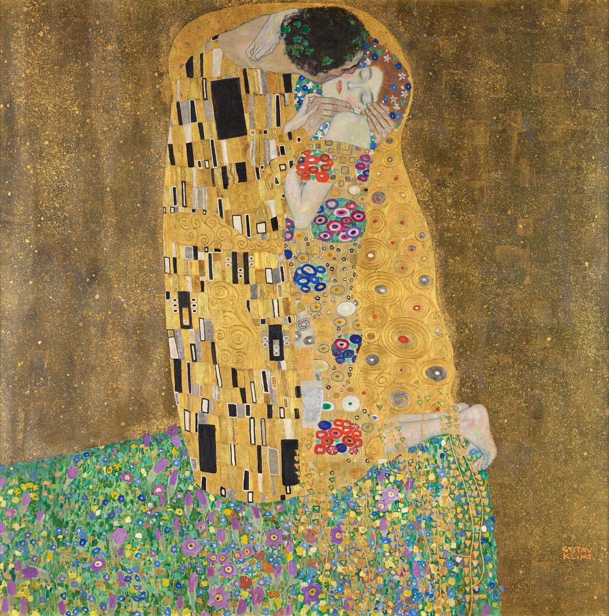 Suudelma (rakastava pari) tekijältä Gustav Klimt