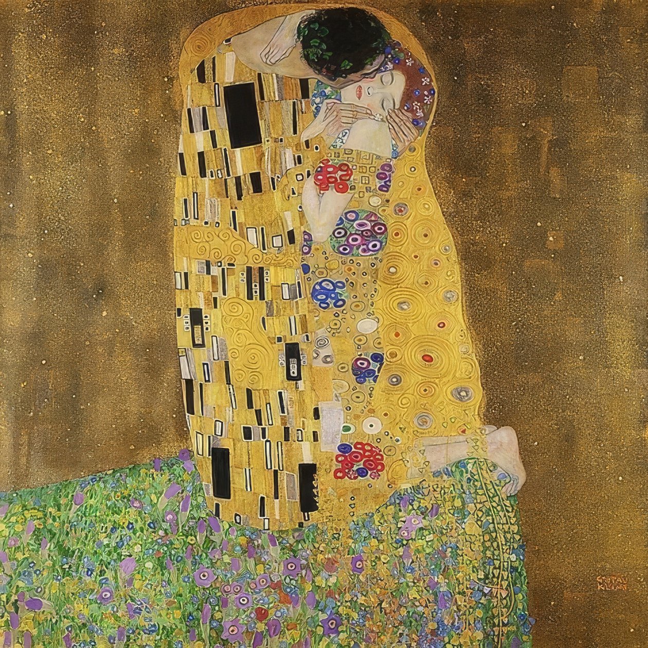 Suudelma. 1907/08 tekijältä Gustav Klimt