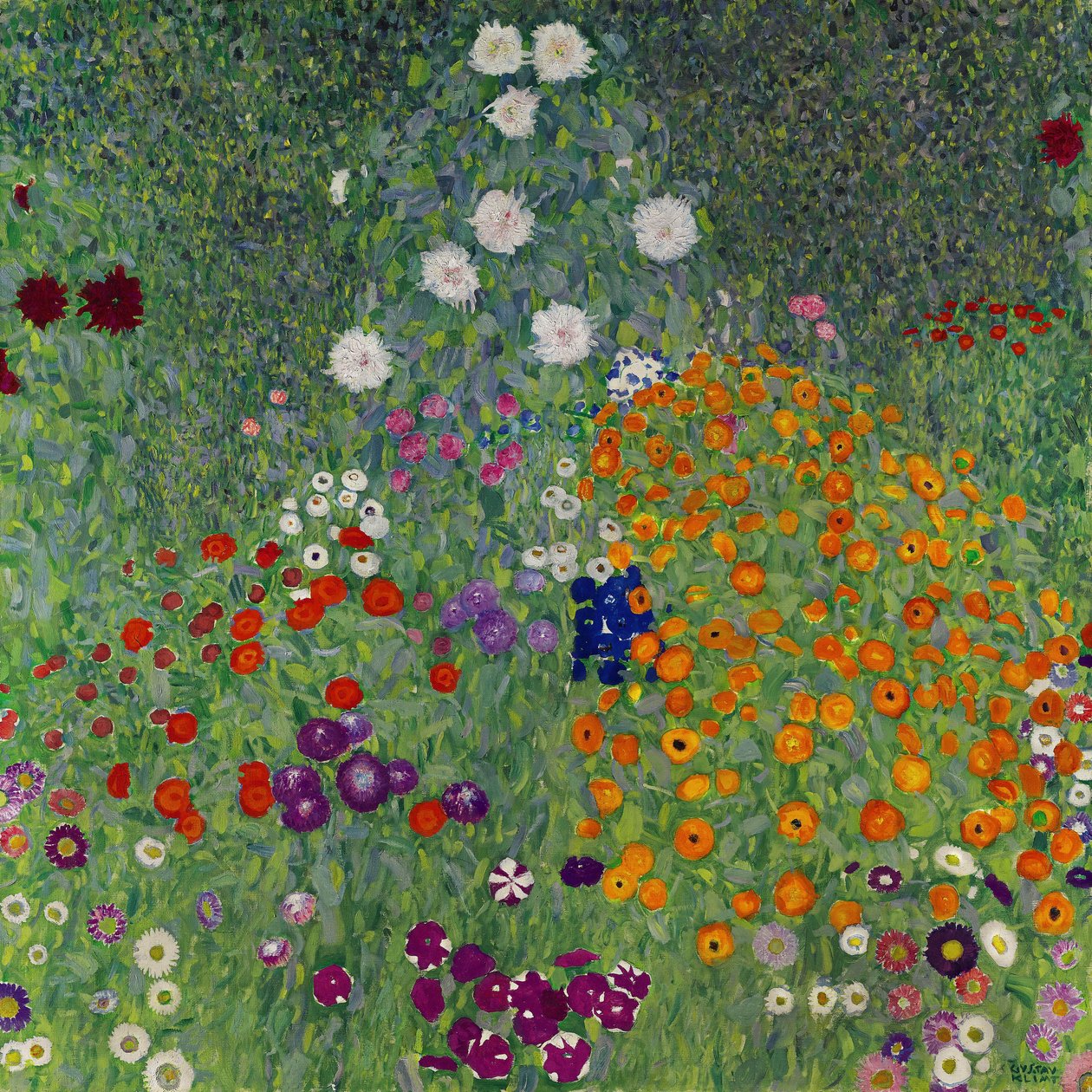 Maatilan puutarhan kukkapuutarha, 1907. tekijältä Gustav Klimt