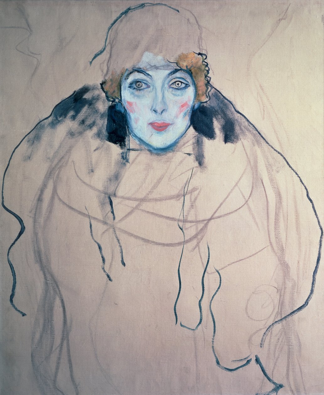 Naisen pää, 1917 tekijältä Gustav Klimt