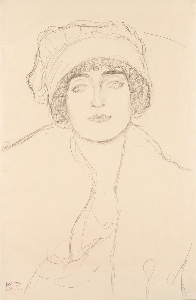 Muotokuva hatussa, 1917-118 tekijältä Gustav Klimt