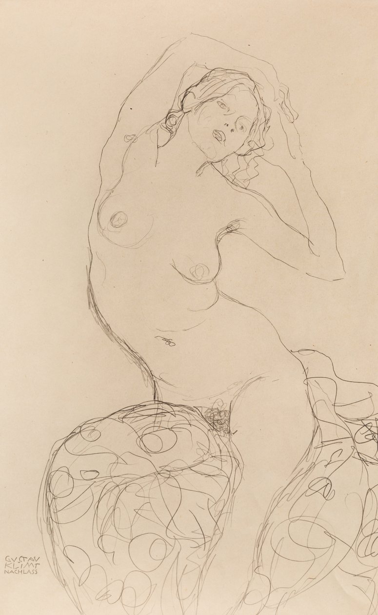 Istuva alaston, noin 1914-1916. tekijältä Gustav Klimt