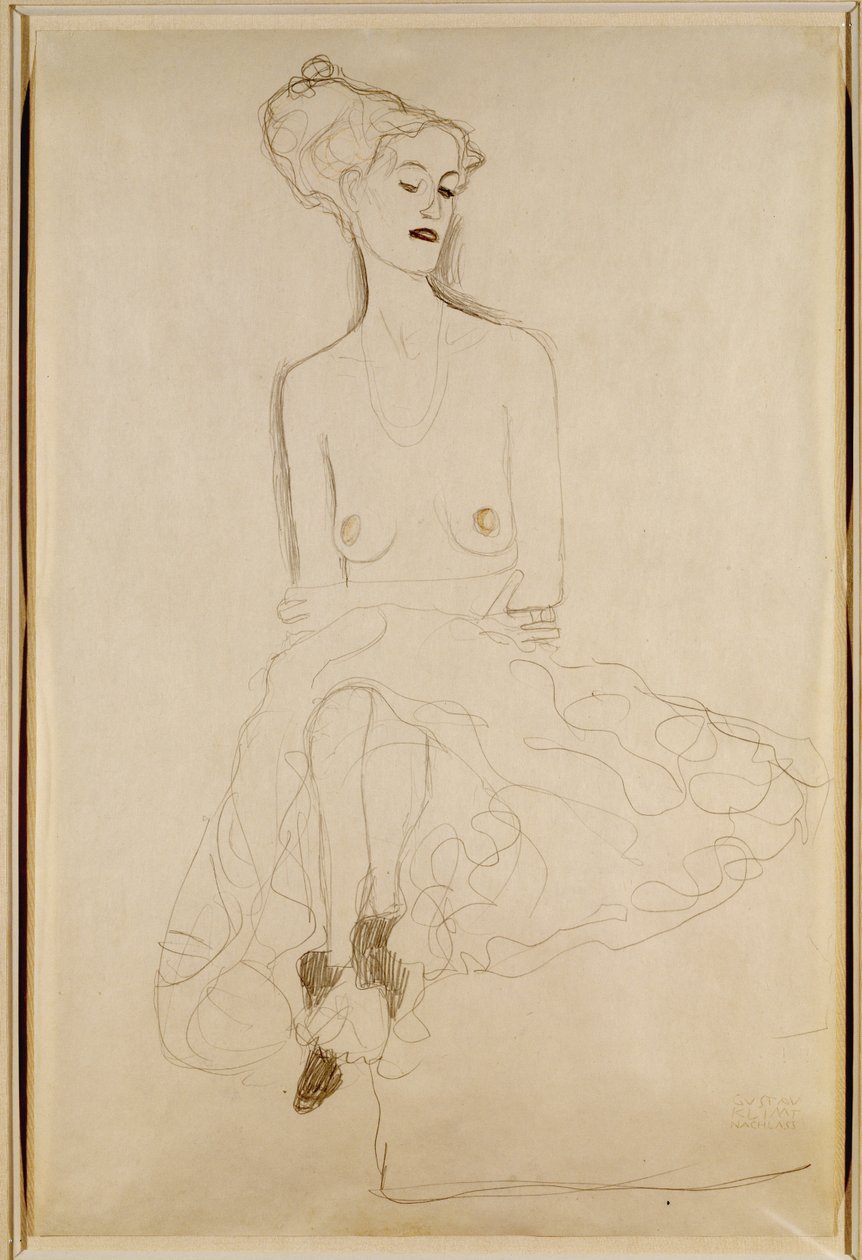 Istuva nainen, 1908 tekijältä Gustav Klimt