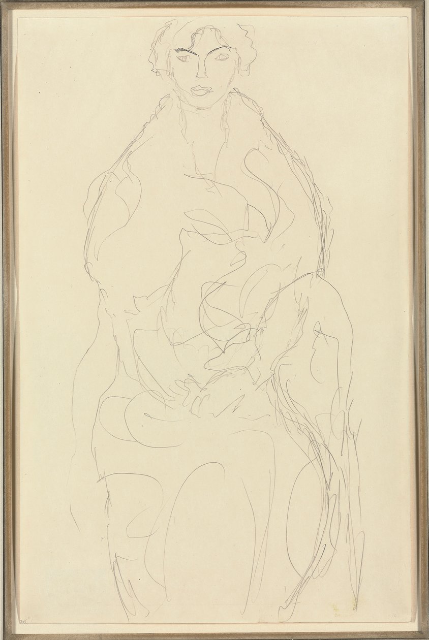 Istuva nainen edestä, n.1917-18 tekijältä Gustav Klimt