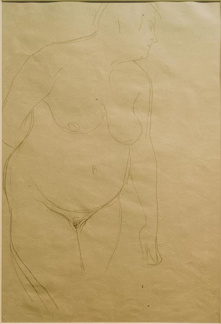 Seisova, lihava nainen alasti hieman oikealle (tutkimus) tekijältä Gustav Klimt