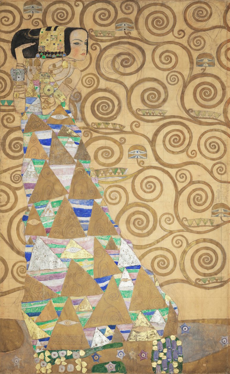 Stoclet Frieze, Yksityiskohta: Odotus, 1905-1909. tekijältä Gustav Klimt