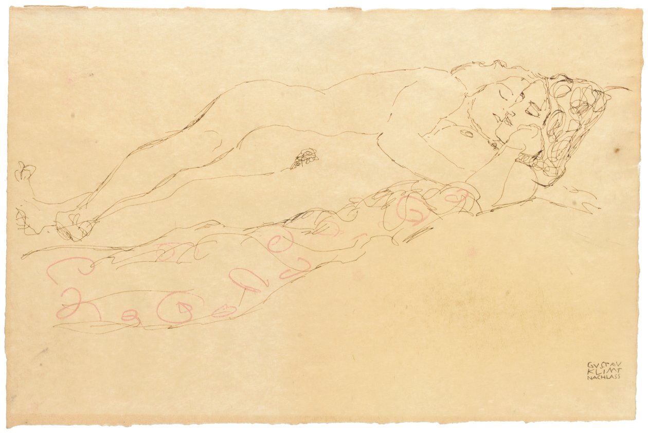 Kaksi makuuasentoa, n.1913 tekijältä Gustav Klimt